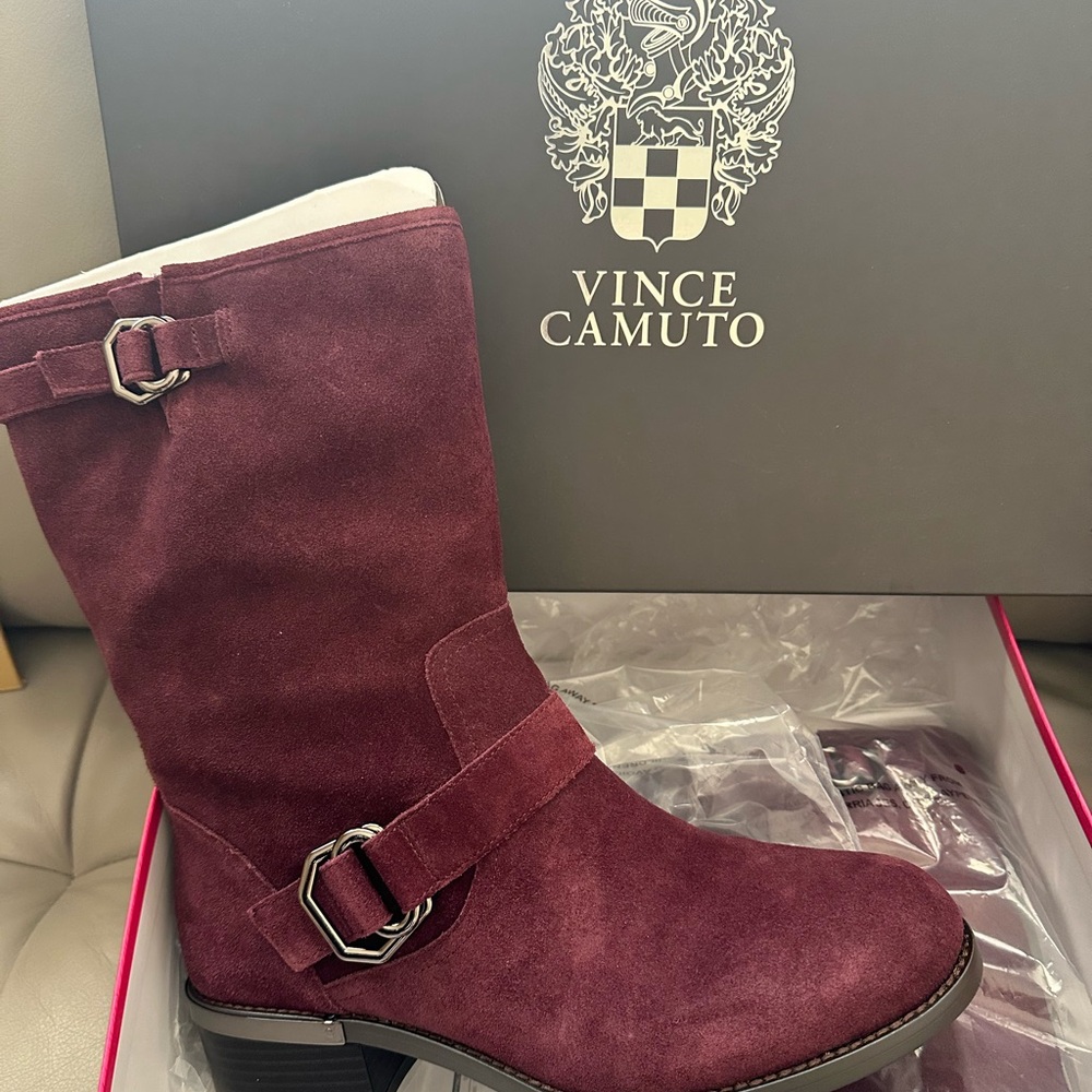 Vince Camuto Purple Heeled Boots with Suede Finish